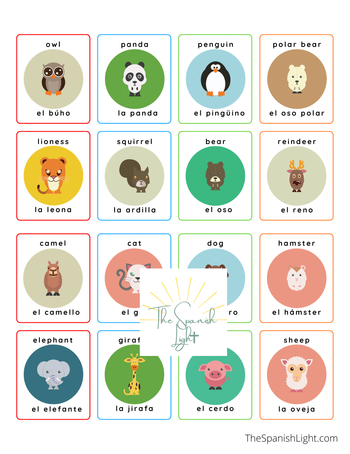 wild and domestic animals in Spanish