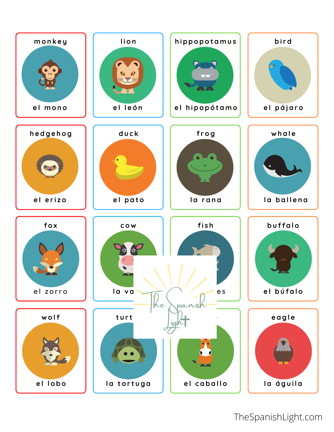 wild and domestic animals in Spanish
