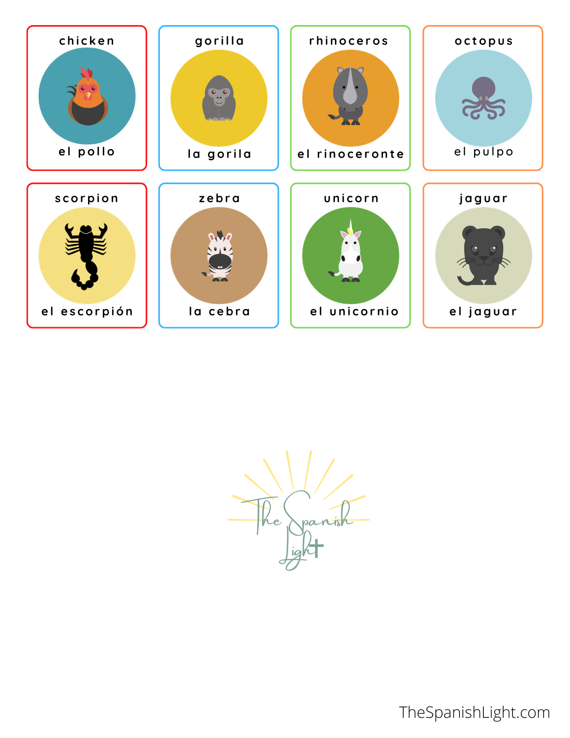 wild and domestic animals in Spanish