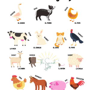 Farm Animals in Spanish and English Poster