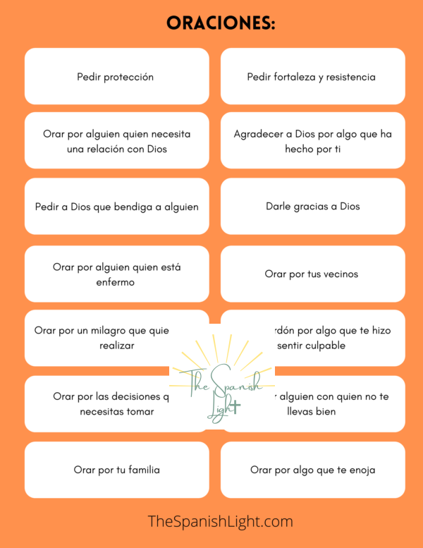 prayer jar in Spanish